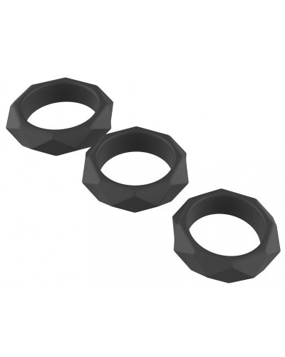 Lot de 3 Cockrings Silicone Heavy C-Ring Noirs sextoys et accessoires sur La Boutique du Hard