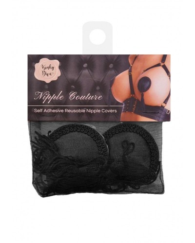 Cache-Tétons Satin avec Pompon Nipple Couture Noir sextoys et accessoires sur La Boutique du Hard