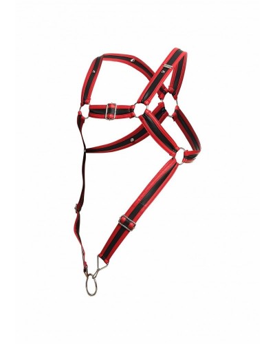 Harnais Cross Cockring Dngeon Noir-Rouge sextoys et accessoires sur La Boutique du Hard