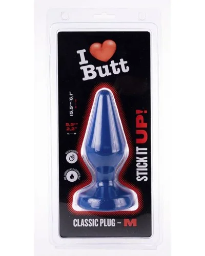 Plug Classic M I Love Butt 13 x 5.3 cm Bleu sextoys et accessoires sur La Boutique du Hard