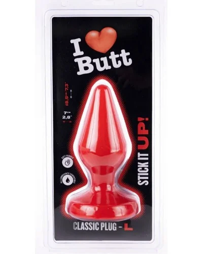 Plug Classic L I Love Butt 15 x 6.8 cm rouge sextoys et accessoires sur La Boutique du Hard