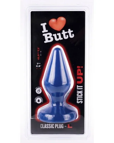 Plug Classic L I Love Butt 15 x 6.8 cm Bleu sextoys et accessoires sur La Boutique du Hard