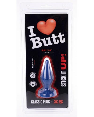 Plug Classic XS I Love Butt 9 x 3 cm Bleu sextoys et accessoires sur La Boutique du Hard