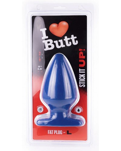 Plug Fat L I Love Butt 15.5 x 9 cm Bleu sextoys et accessoires sur La Boutique du Hard