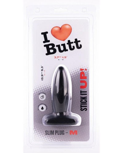 Plug Slim M I Love Butt 11 x 3.7 cm Noir sextoys et accessoires sur La Boutique du Hard