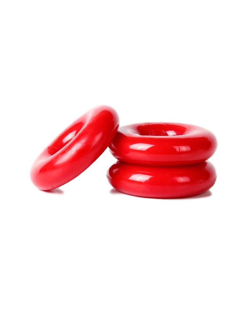 Lot de 3 cockrings Chubby Rouge sextoys et accessoires sur La Boutique du Hard