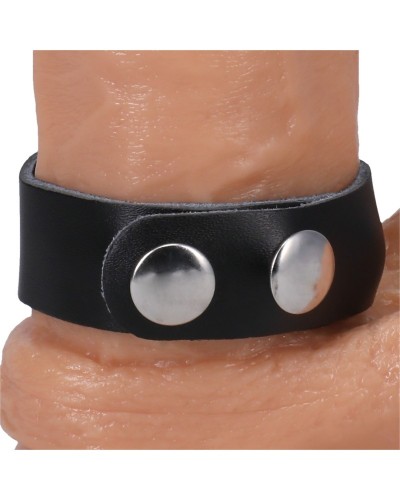 Cockring ajustable en cuir The Leather 3 Snap Noir sextoys et accessoires sur La Boutique du Hard