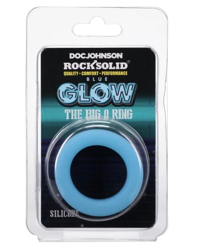 Cockring Phosphorescent The Big O 32 mm Noir-Bleu ciel sextoys et accessoires sur La Boutique du Hard