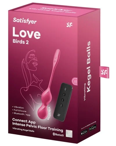 Boules de Geisha Vibrantes Connectées Love Birds 2 9 x 3.3cm Framboise sextoys et accessoires sur La Boutique du Hard