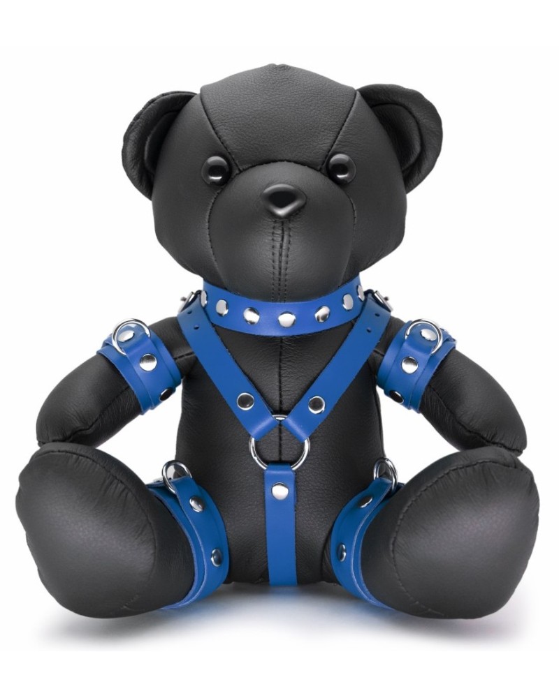 Ours en cuir EDDY The BDSM Teddy Bear Bleu + Boite sextoys et accessoires sur La Boutique du Hard