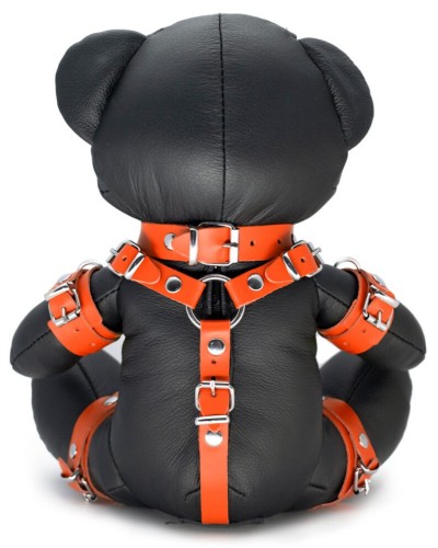 Ours en cuir EDDY The BDSM Teddy Bear Orange + Boite sextoys et accessoires sur La Boutique du Hard