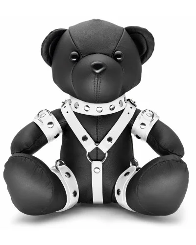 Ours en cuir EDDY The BDSM Teddy Bear Blanc + Boite sextoys et accessoires sur La Boutique du Hard