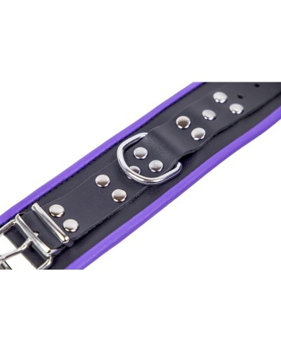 Menottes en cuir pour Poignets Noir-Violet sextoys et accessoires sur La Boutique du Hard