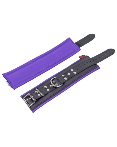 Menottes en cuir Rembourrées pour Chevilles Noir-Violet sextoys et accessoires sur La Boutique du Hard